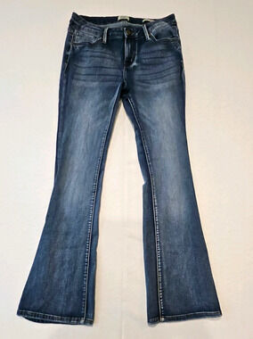 Simple Society Girls Blue Medium Wash Bootcut Stretch Denim Jeans Size 7 28"